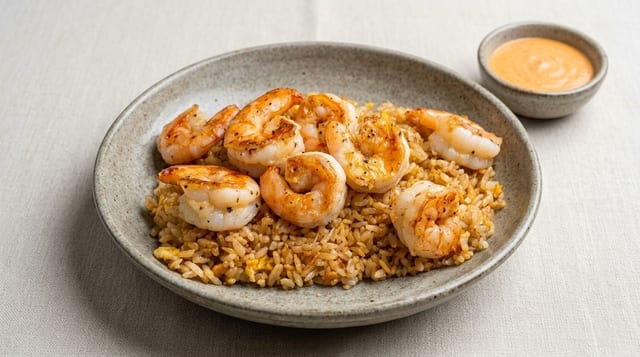 Hibachi Shrimp Garlic Fried Rice.
